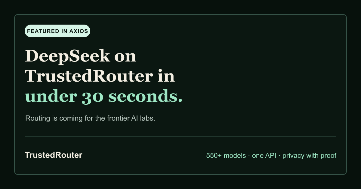 Axios tried TrustedRouter in under 30 seconds visual summary