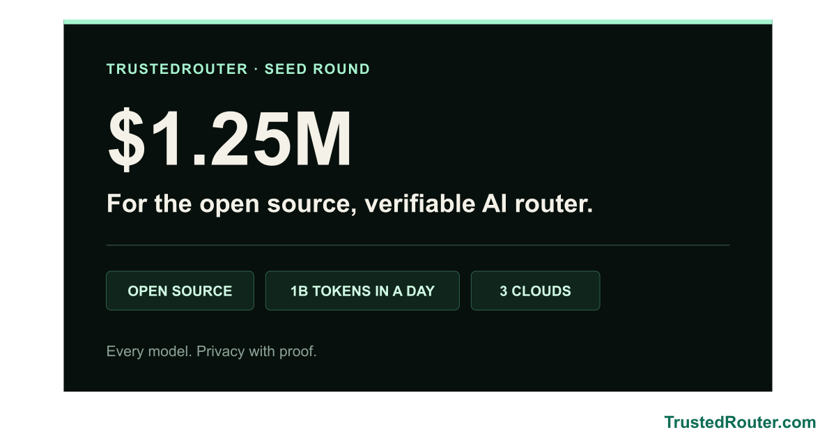 We Raised a $1.25M Seed to Continue Building the Open Source, Verifiable AI Router visual summary