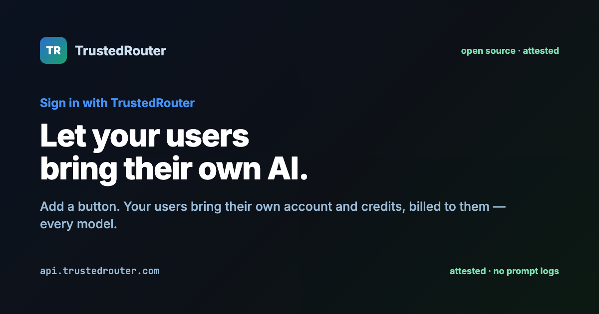 Sign in with TrustedRouter visual summary